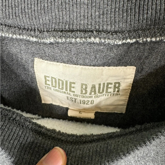 Eddie Bauer Size Large Crewneck Long Sleeve Gray Green Sweatshirt - Picture 5 of 8